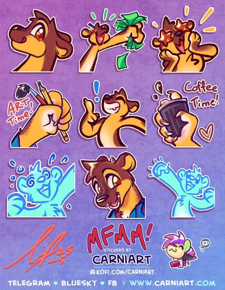 Carniart Stickers - Erika 'Carnival' Vasos's artwork of Rakali, the MFMM Mascot