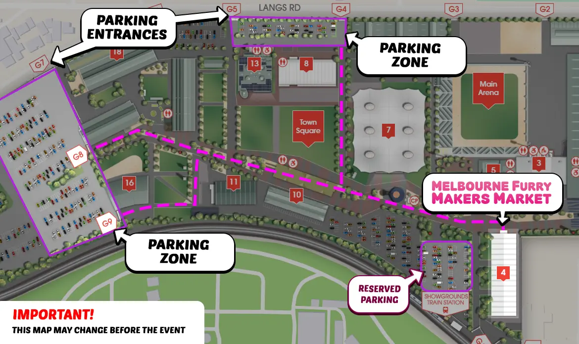 Parking map of the Melbourne Showgrounds